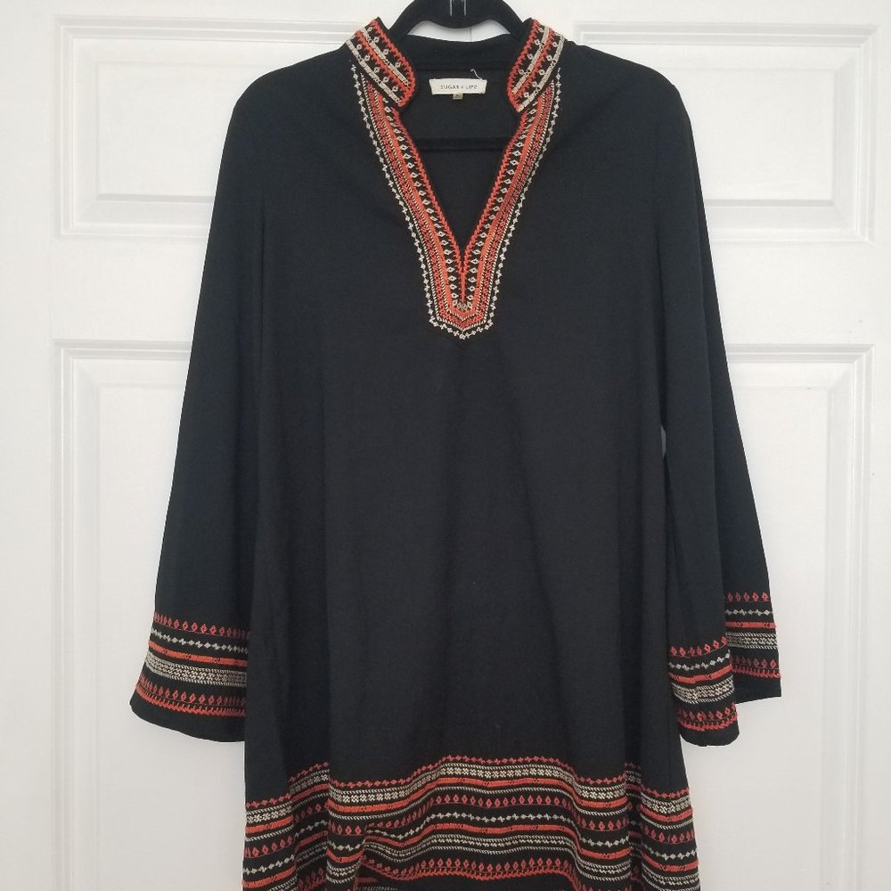 Black Tunic with embellished collar & sleeves